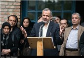 سخنرانی مسجد جامعی در مراسم تشییع پیکر عبدالحسین پرتوی خالق عکس معروف دیدار همافران با امام خمینی(ره)