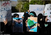 تجمع دانشجویان مقابل سفارت عربستان در اعتراض به جنایات آل سعود