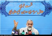 حضور سردار محمد رضا نقدی رئیس سازمان بسیج در نشست خبری همایش سراسری دومین مجمع عالی بسیج