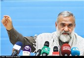 حضور سردار محمد رضا نقدی رئیس سازمان بسیج در نشست خبری همایش سراسری دومین مجمع عالی بسیج