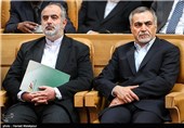 حسین فریدون دستیار ویژه رئیس جمهور و حسام‌الدین آشنا مشاور فرهنگی رئیس جمهور در دهمین سالگرد روز ملی فناوری هسته‌ای