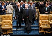ورود حجت‌الاسلام حسن روحانی رئیس جمهور به دهمین سالگرد روز ملی فناوری هسته‌ای