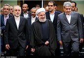 ورود حجت‌الاسلام حسن روحانی رئیس جمهور به دهمین سالگرد روز ملی فناوری هسته‌ای
