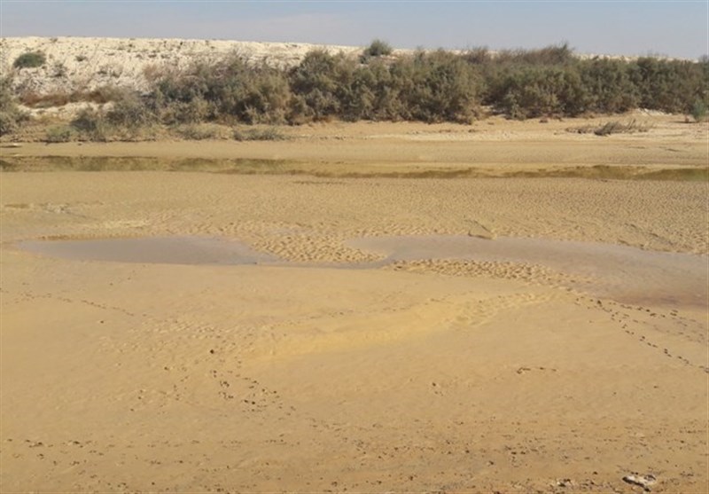 نمایی از خشک شدن رودخانه زهره هندیجان