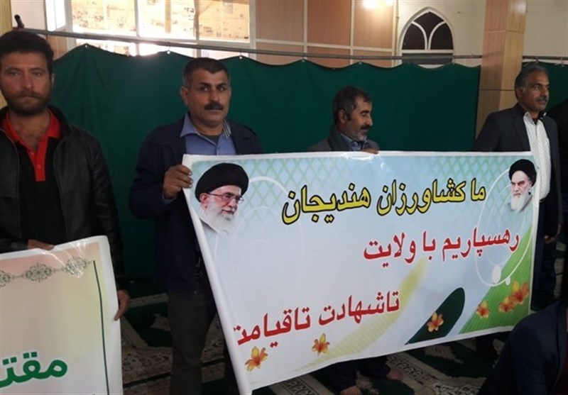 تجمع  اعتراض آمیزکشاورزان هندیجان در نماز جمعه