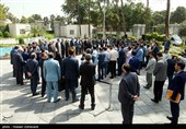 اعضای هیئت دولت در جمع خبرنگاران