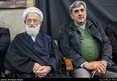 آیت الله امامی کاشانی و پیروز حناچی شهردار تهران در مراسم پنجمین سالگرد آیت الله مهدوی کنی