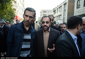 حضور حضور حسینعلی امیری معاون پارلمانی رئیس جمهور در مراسم تشییع پیکر مرحومه اعظم طالقانی