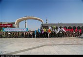 صبحگاه مشترک نیروهای مسلح  در مسجد مقدس جمکران