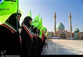 صبحگاه مشترک نیروهای مسلح  در مسجد مقدس جمکران