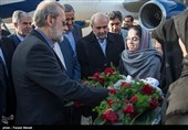 استقبال از علی لاریجانی رئیس مجلس شورای اسلامی در فرودگاه شهید اشرفی کرمانشاه 