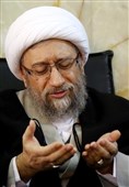 آیت‌الله صادق آملی لاریجانی رئیس مجمع تشخیص مصلحت نظام در مراسم اولین سالگرد ارتحال آیت‌الله هاشمی شاهرودی - قم