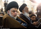 مقتدی صدر در مراسم اولین سالگرد ارتحال آیت‌الله هاشمی شاهرودی - قم
