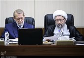 آیت‌الله صادق آملی لاریجانی رئیس مجمع تشخیص مصلحت نظام و علی لاریجانی رئیس مجلس شورای اسلامی