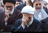 حجت‌الاسلام علی‌اکبر ناطق نوری در مراسم تشییع پیکر مرحوم آیت‌الله رسولی محلاتی - قم