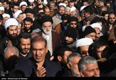 حجت‌الاسلام سیدمصطفی خامنه‌ای در مراسم تشییع پیکر مرحوم آیت‌الله رسولی محلاتی - قم