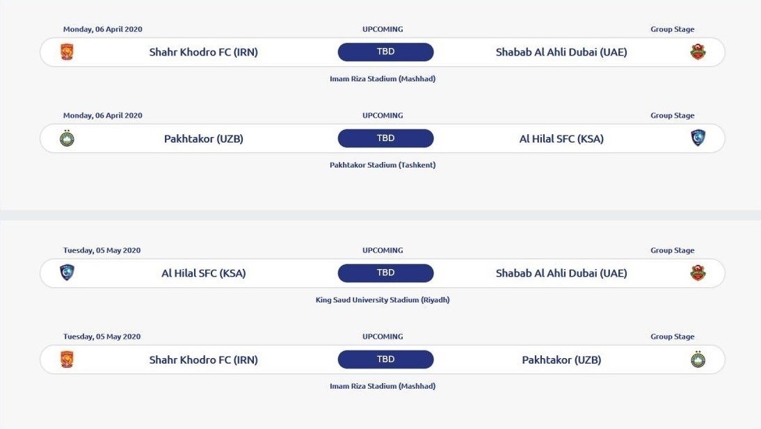 کنفدراسیون فوتبال آسیا (AFC) , تیم فوتبال پرسپولیس , تیم فوتبال استقلال , تیم فوتبال سپاهان اصفهان , تیم فوتبال شهر خودرو ,