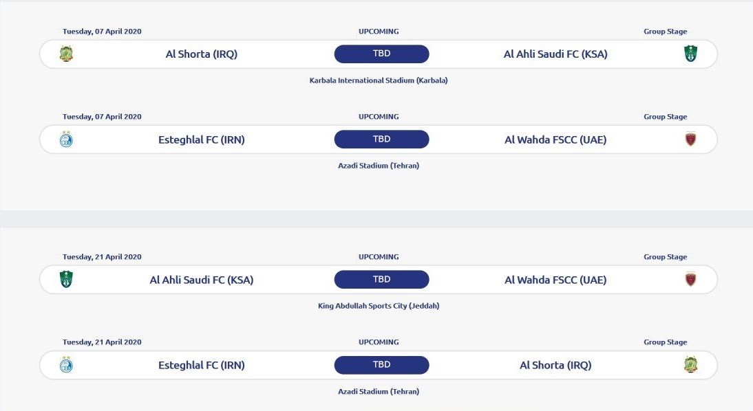 کنفدراسیون فوتبال آسیا (AFC) , تیم فوتبال پرسپولیس , تیم فوتبال استقلال , تیم فوتبال سپاهان اصفهان , تیم فوتبال شهر خودرو ,