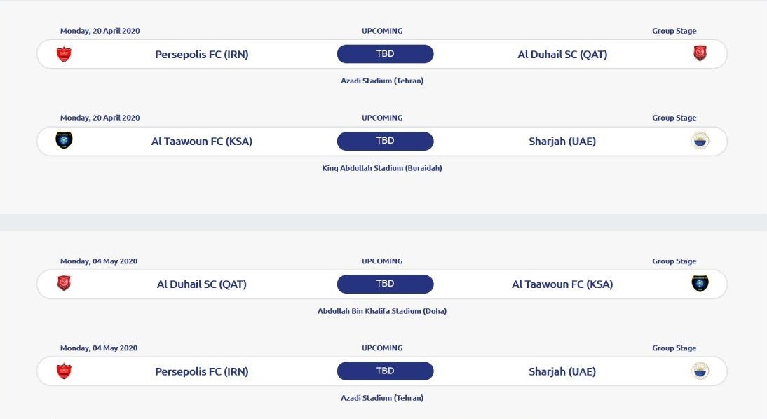 کنفدراسیون فوتبال آسیا (AFC) , تیم فوتبال پرسپولیس , تیم فوتبال استقلال , تیم فوتبال سپاهان اصفهان , تیم فوتبال شهر خودرو ,