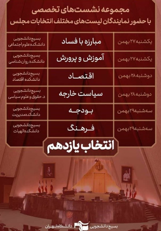 دانشگاه تهران , بسیج دانشجویی , مجلس شورای اسلامی ایران ,