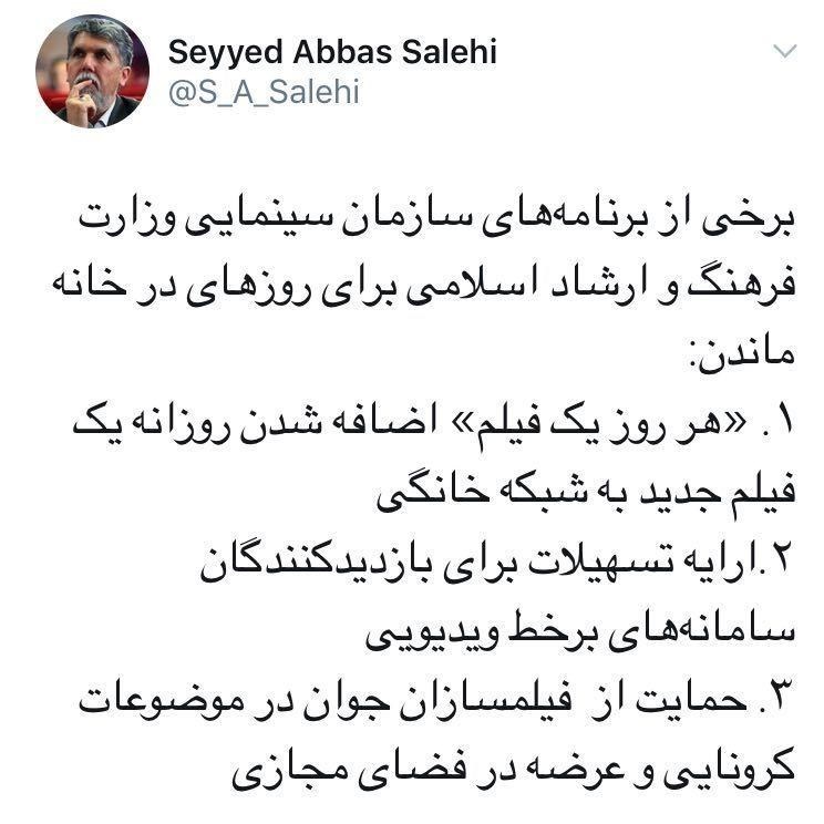 سینما , شبکه نمایش خانگی , سازمان امور سینمایی و سمعی و بصری , وزارت فرهنگ و ارشاد , سید عباس صالحی , 
