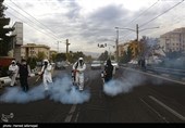 عملیات ضدعفونی معابر عمومی  و شهری محله نبرد تهران