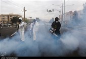 عملیات ضدعفونی معابر عمومی  و شهری محله نبرد تهران