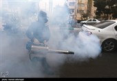 عملیات ضدعفونی معابر عمومی  و شهری محله نبرد تهران