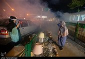 ضد عفونی بازارچه تجریش برای مبارزه با ویروس کرونا توسط تیم عملیاتی آتش نشانی