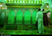 زیارت تیم عملیاتی آتش نشانی تهران در حرم امامزاده صالح (ع) قبل از شروع مراسم ضدعفونی
