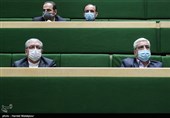جمال عرف رئیس ستاد انتخابات کشور و رضا طلایی نیک در مراسم افتتاحیه یازدهمین دوره مجلس شورای اسلامی