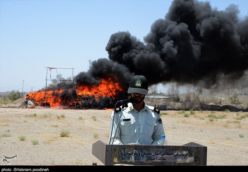 امحای کالای قاچاق , مواد مخدر , پلیس مبارزه با مواد مخدر , استان سیستان و بلوچستان , 