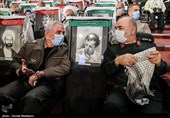 سرلشکر حسین سلامی فرمانده کل سپاه و سرلشکر حسین حسنی سعدی در آیین تجلیل و تکریم سراسری یک میلیون پیشکسوت دفاع مقدس و مقاومت