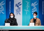 هیراد آذرنگ و الهام شفیعی بازیگران فیلم روزی روزگاری آبادان در نشست خبری - سی و نهمین جشنواره فیلم فجر