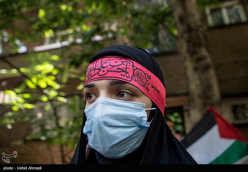 تجمع طلاب جمهوری آذربایجان در مقابل سفارت فلسطین