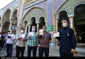 حضور مردم پای صندوق های رای در شعبه اخذ رأی مستقر در حرم حضرت عبدالعظیم حسنی(ع) جهت شرکت در سیزدهمین دوره انتخابات ریاست جمهوری و شوراهای شهر