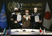  امضای یادداشت تفاهم میان دولت ژاپن و نمایندگی سازمان جهانی بهداشت(WHO)در جمهوری اسلامی ایران  با حضور هیروتاکاماتسئو کاردار سفارت ژاپن،سیدجعفر حسین و محمدحسین نیکنام
