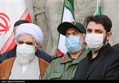 سردار علی فدوی جانشین فرمانده سپاه پاسداران  و حجت الاسلام اختری در مراسم تشییع شهید حسن ایرلو سفیر ایران در یمن