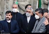 علاءالدین بروجردی در مراسم تشییع شهید حسن ایرلو سفیر ایران در یمن