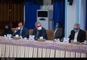 سید حمید سجادی وزیر ورزش و جوانان, بهرام عین‌اللهی وزیر بهداشت و احسان خاندوزی وزیر اقتصاد در جلسه شورای عالی اشتغال