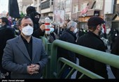 سیداحسان خاندوزی وزیر اقتصاد در مراسم  تشییع پیکر 150 شهید دوران دفاع مقدس در تهران
