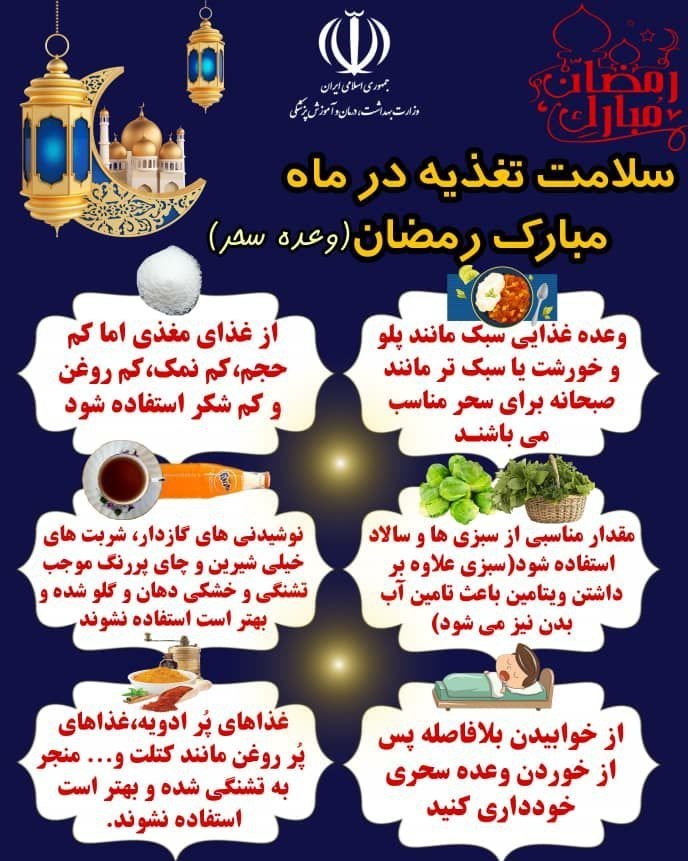 ماه رمضان , بهداشت و درمان , تغذیه سالم ,
