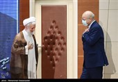 محمد باقر قالیباف رئیس مجلس شورای اسلامی و حجت الاسلام صدیقی در سومین اجلاس بین المللی فعالان مهدوی