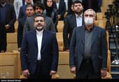 حضور بهرام عین اللهی، وزیر بهداشت درمان و آموزش پزشکی و  محمد مهدی اسماعیلی ، وزیر فرهنگ و ارشاد اسلامی در  همایش ملی جهاد تبیین و اطلاع رسانی هنرمندانه 