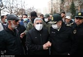 حضور سردار اسماعیل قاآنی فرمانده نیروی قدس سپاه پاسداران و سردار حسین اشتری فرماندهی انتظامی کشور در تشییع پیکر مرحوم رستم قاسمی