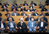 محمد مهدی اسماعیلی وزیر فرهنگ و ارشاد اسلامی،سیدامیرحسین قاضی‌زاده هاشمی رئیس بنیاد شهید و امور ایثارگران و سید رضا فاطمی وزیر صمت در همایش مدیران سراسر کشور 