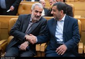  یوسف نوری وزیر اموزش و پرورش و سیدعزت الله ضرغامی وزیر میراث فرهنگی، صنایع دستی و گردشگری درهمایش مدیران سراسر کشور 