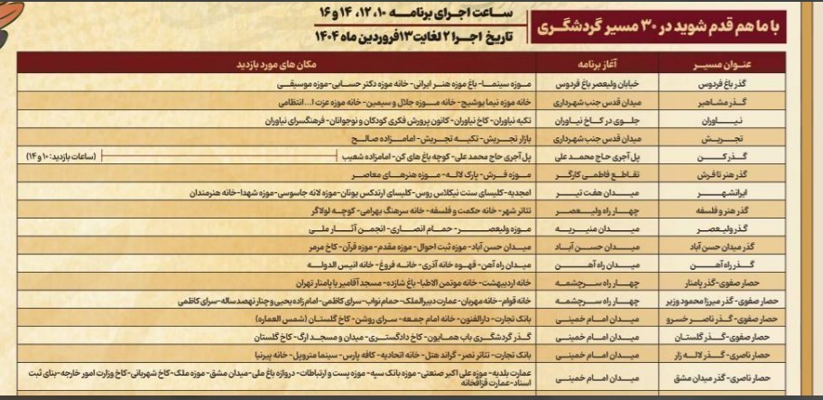 گردشگری , شهر تهران , شهرداری تهران , 