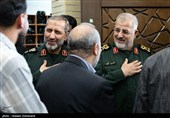سرلشکر محمد پاکپور فرمانده کل سپاه پاسداران و سردار سید مجید موسوی فرمانده نیروی هوافضای سپاه