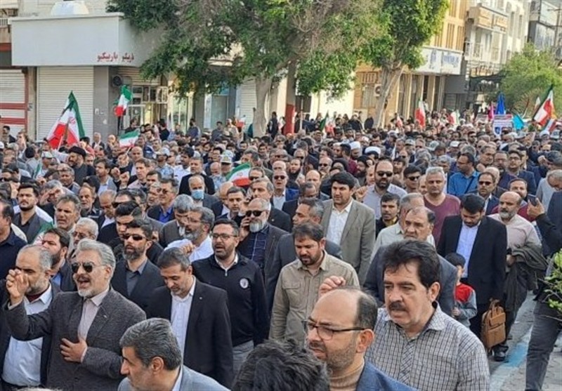 راهپیمایی , شهید امنیت , اخبار استان بوشهر , اغتشاشات 1404 , اغتشاشگران مسلح , 